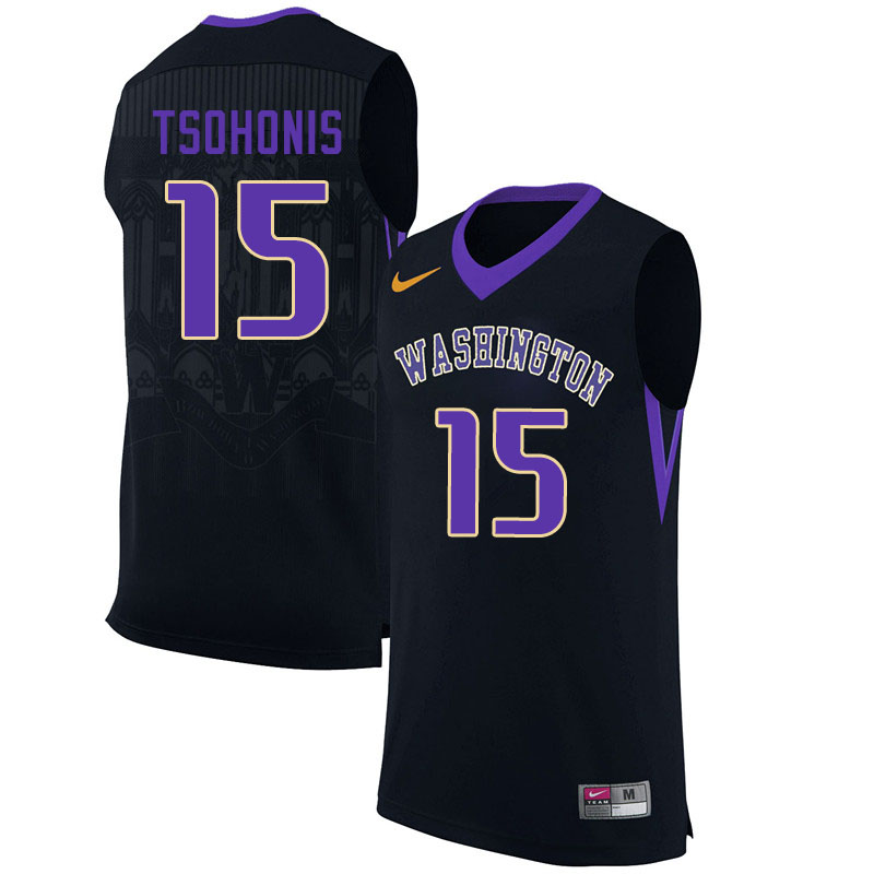 Men #15 Marcus Tsohonis Washington Huskies College Basketball Jerseys Sale-Black